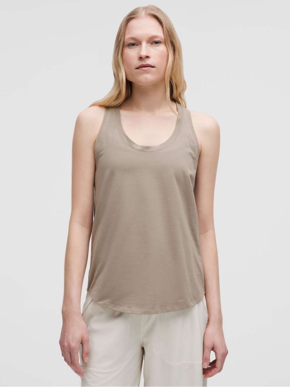 Lululemon Taupe Grey Love Pima Cotton Tank Top - Medium